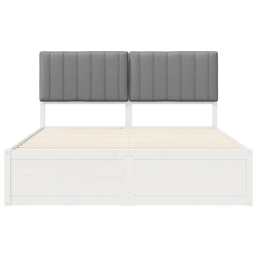 Estrutura de Cama de casal moderno com Cabeceira Estofada Cinzento-claro
