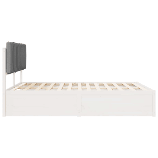 Estrutura de Cama de casal moderno com Cabeceira Estofada Cinzento-claro