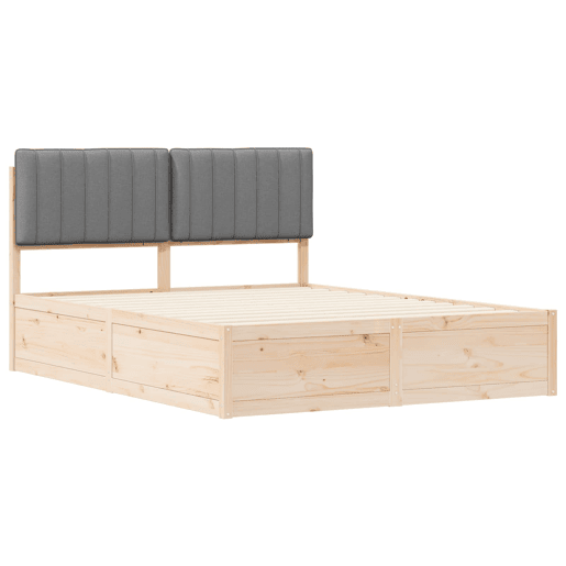 Estrutura de Cama de casal moderno com Cabeceira Estofada Cinzento-claro
