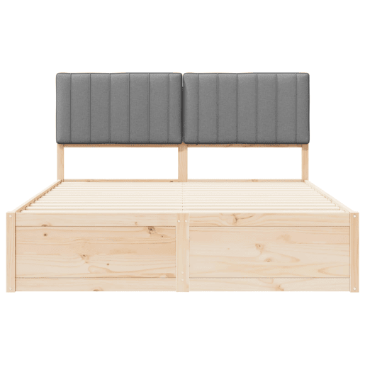 Estrutura de Cama de casal moderno com Cabeceira Estofada Cinzento-claro