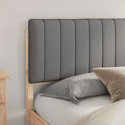 Estrutura de Cama de casal moderno com Cabeceira Estofada Cinzento-claro