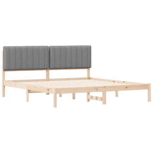 Estrutura de Cama de casal moderno com Cabeceira Estofada Cinzento-claro