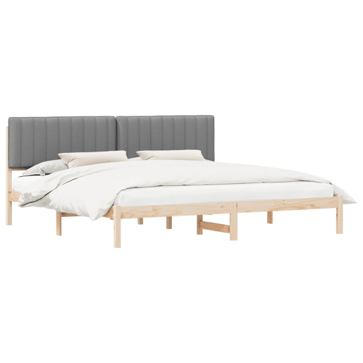 Estrutura de Cama de casal moderno com Cabeceira Estofada Cinzento-claro