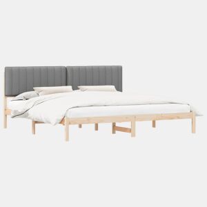 Estrutura de Cama de casal moderno com Cabeceira Estofada Cinzento-claro