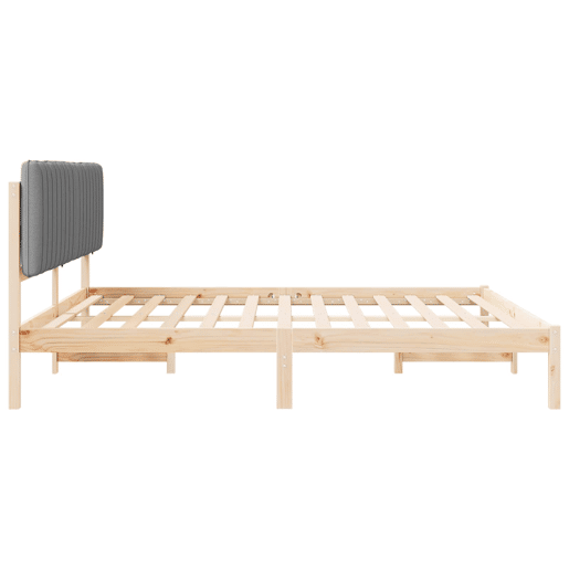 Estrutura de Cama de casal moderno com Cabeceira Estofada Cinzento-claro