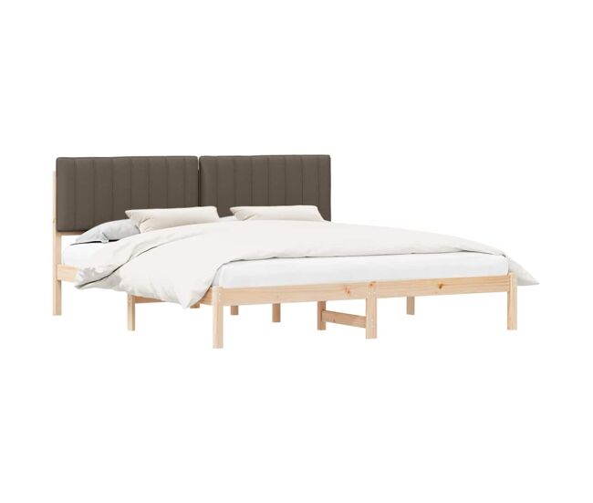 Estructura de cama matrimonial estilo con cabecera tapizada taupé 180 x 200 cm