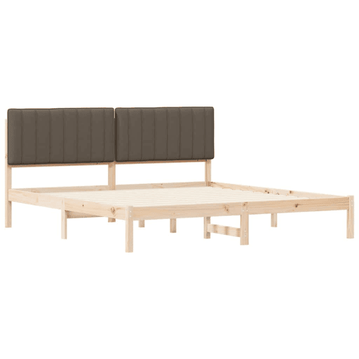 Estrutura de Cama de casal moderno com Cabeceira Estofada Cinzento-acastanhado