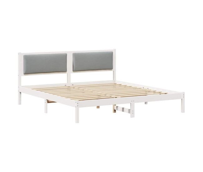Estructura de cama matrimonial comodidad con cabecera - gris claro 200 x 200 cm