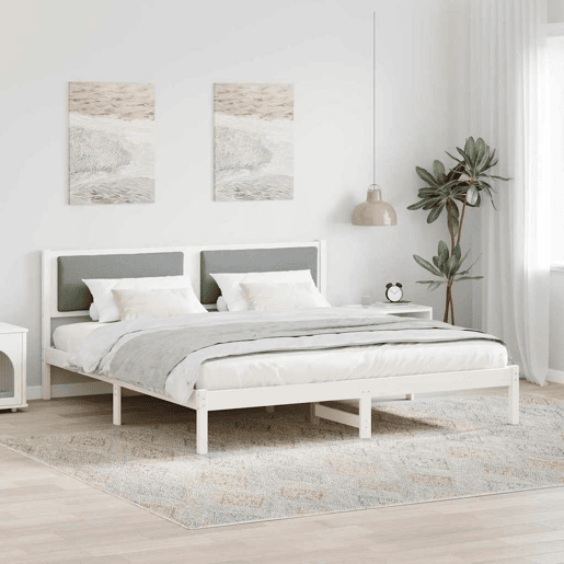 Estrutura da Cama de casal simple com cabeceira Cinzento-claro 200 x 200 cm