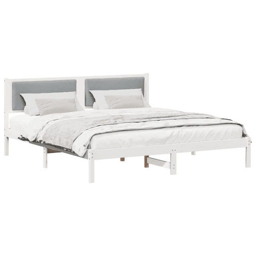 Estrutura da Cama de casal simple com cabeceira Cinzento-claro 200 x 200 cm