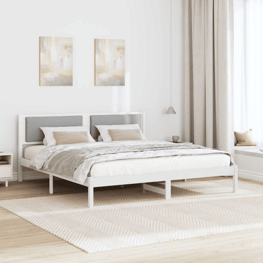 Estrutura da Cama de casal simple com cabeceira Cinzento-claro 200 x 200 cm