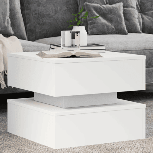 Mesa de Centro, Mesa baixa, com luzes LED 50x50x40 cm branco