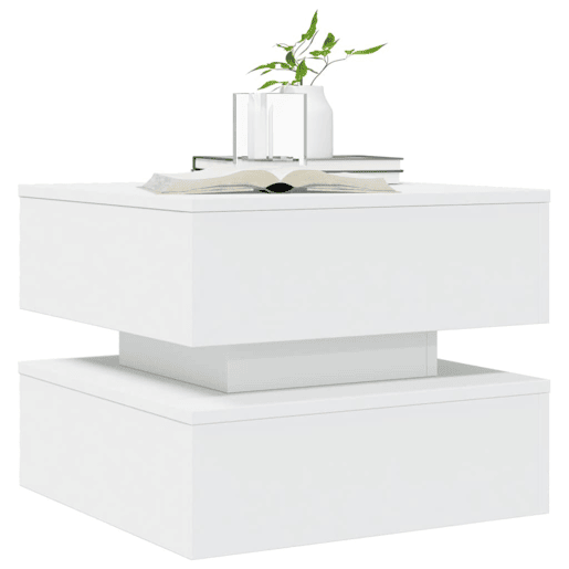 Mesa de Centro, Mesa baixa, com luzes LED 50x50x40 cm branco