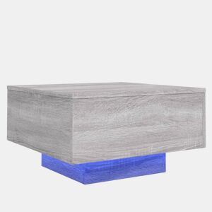 Mesa de Centro, Mesa baixa, com luzes LED 55x55x31 cm cinzento sonoma