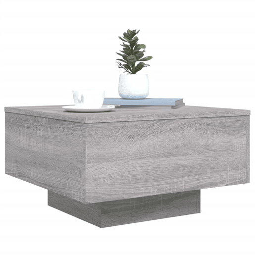 Mesa de Centro, Mesa baixa, com luzes LED 55x55x31 cm cinzento sonoma