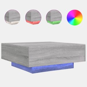Mesa de Centro, Mesa baixa, com luzes LED 80x80x31 cm cinzento sonoma