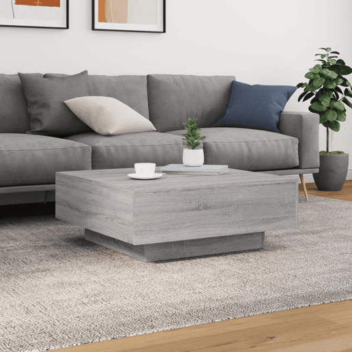 Mesa de Centro, Mesa baixa, com luzes LED 80x80x31 cm cinzento sonoma