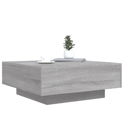 Mesa de Centro, Mesa baixa, com luzes LED 80x80x31 cm cinzento sonoma