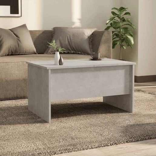 Mesa de Centro, Mesa baixa, 80x50x42,5 cm madeira processada cinza cimento