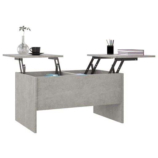 Mesa de Centro, Mesa baixa, 80x50x42,5 cm madeira processada cinza cimento