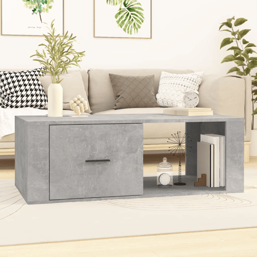 Mesa de Centro, Mesa baixa, 100x50,5x35 cm derivados madeira cinza cimento