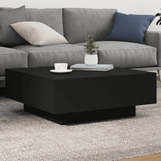 Mesa de Centro, Mesa baixa, com luzes LED 80x80x31 cm preto