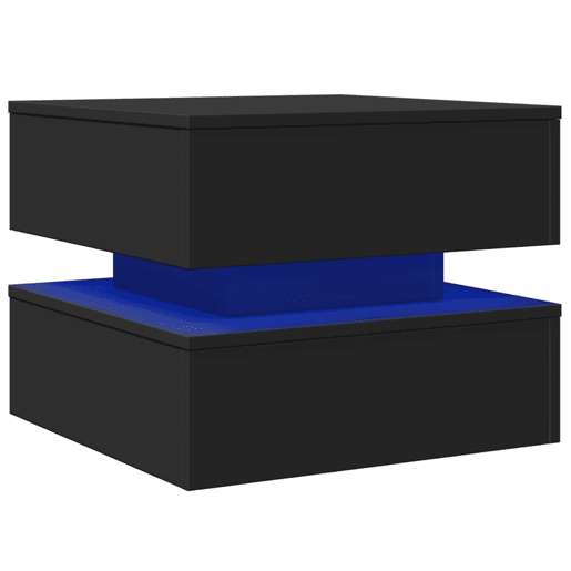 Mesa de Centro, Mesa baixa, com luzes LED 50x50x40 cm preto