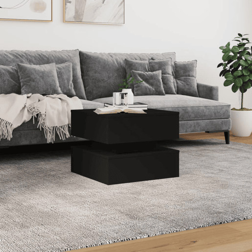 Mesa de Centro, Mesa baixa, com luzes LED 50x50x40 cm preto