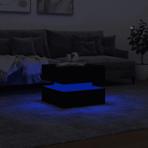 Mesa de Centro, Mesa baixa, com luzes LED 50x50x40 cm preto
