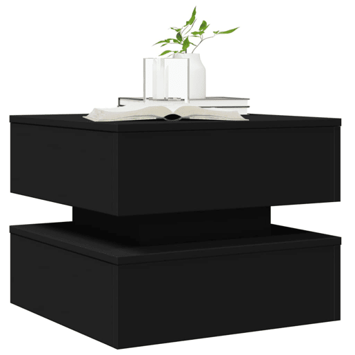 Mesa de Centro, Mesa baixa, com luzes LED 50x50x40 cm preto