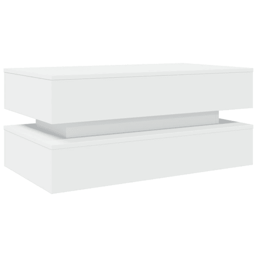 Mesa de Centro, Mesa baixa, com luzes LED 90x50x40 cm branco