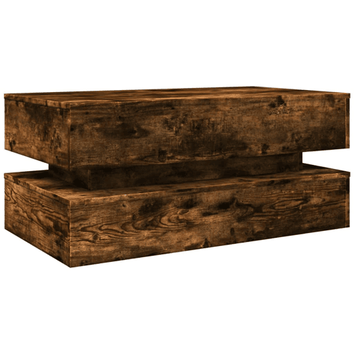 Mesa de Centro, Mesa baixa, com luzes LED 90x50x40 cm carvalho fumado