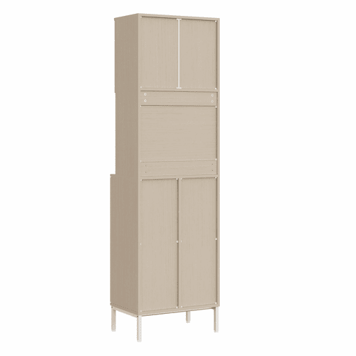 Armário de cozinha para lixo 53 x 35 x 181 cm - com compartimento para resíduos, espaço para micro-ondas e espaço de arrumação ajustável para aspirador - Branco