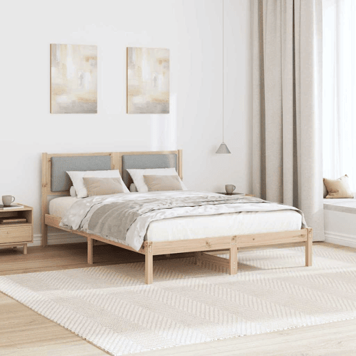 Estrutura da Cama de casal simple com cabeceira Cinzento-claro 160 x 200 cm