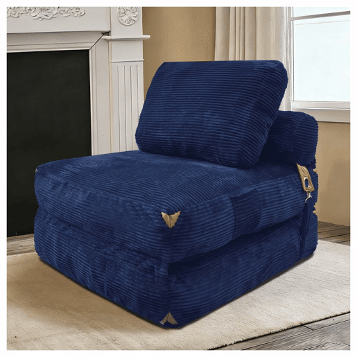 Sofá Individual Moderno - Armazenamento Integrado e Detalhes Elegantes com Borlas - Azul