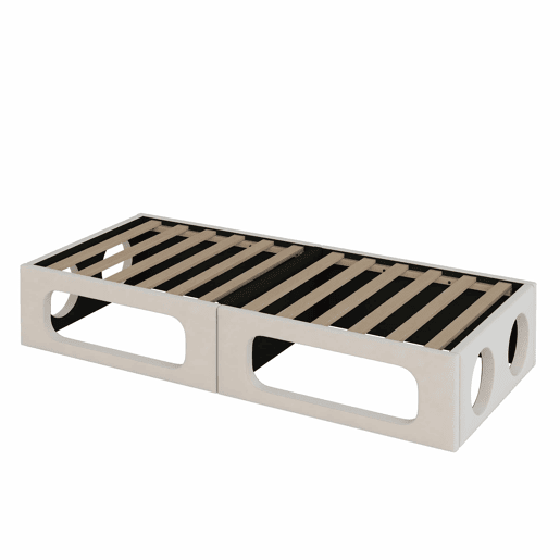Sofá-cama 180x200 cm - 2 em 1 multifuncional com cama para animais de estimação, estofado em veludo, com base de colchão e encosto - Bege