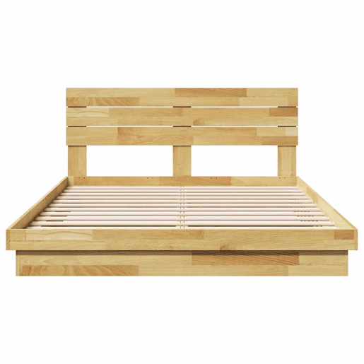 Estrutura Cama de casal para adultos cabeceira sem colchão 150x200 cm maciça carvalho