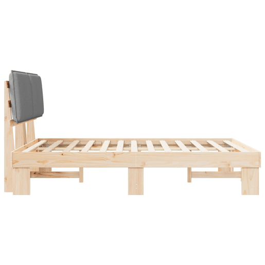 Estrutura de Cama de casal moderno com Cabeceira Estofada Cinzento-claro