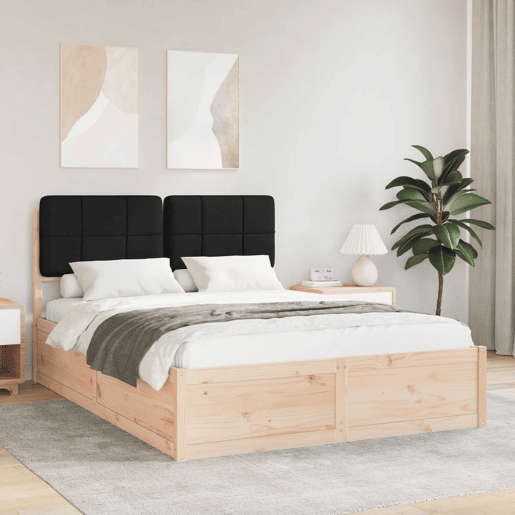 Estrutura de Cama de casal moderno com Cabeceira Estofada Preto 160 x 200 cm