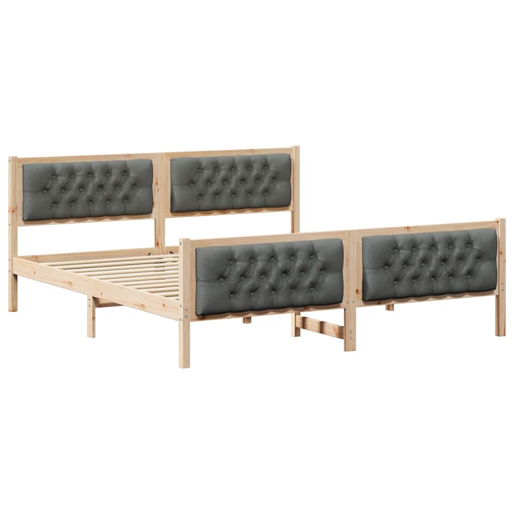 Estructura de cama matrimonial 165x210 Gris Oscuro/ Madera