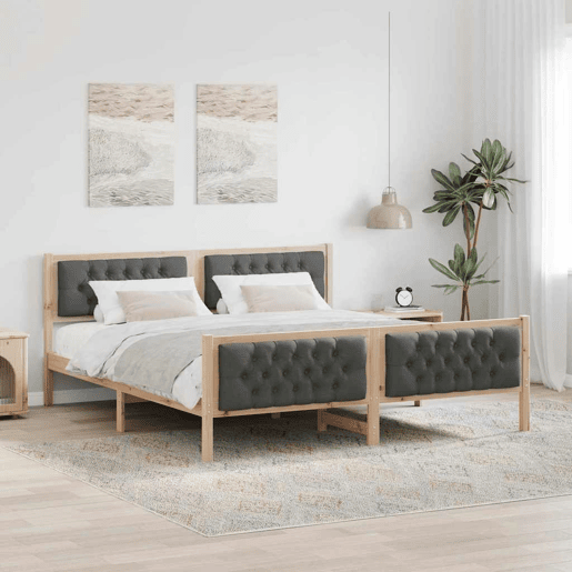 Estrutura da Cama de casal simple com cabeceira Cinza Escuro 160 x 200 cm