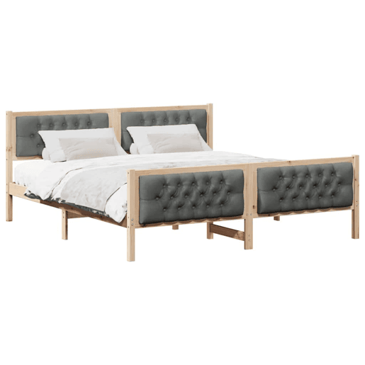 Estrutura da Cama de casal simple com cabeceira Cinza Escuro 160 x 200 cm
