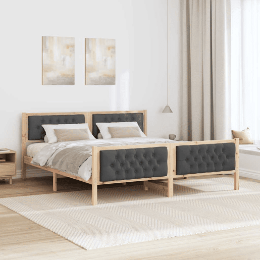 Estrutura da Cama de casal simple com cabeceira Cinza Escuro 160 x 200 cm