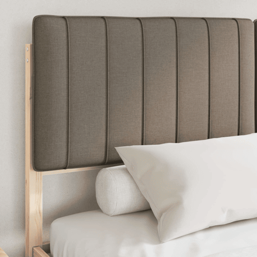 Estrutura de Cama de casal moderno com Cabeceira Estofada Cinzento-acastanhado