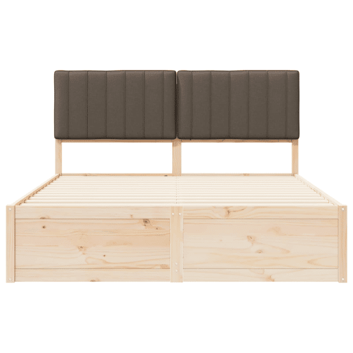 Estrutura de Cama de casal moderno com Cabeceira Estofada Cinzento-acastanhado