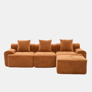 Sofá modular de 3 lugares 268×102×78 cm - em forma de L, sem estrutura, espuma viscoelástica, sem montagem - Laranja