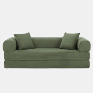 Sofá Tatami de 3 lugares - Sofá-cama, ideal para a sala de estar e o quarto - Cor verde