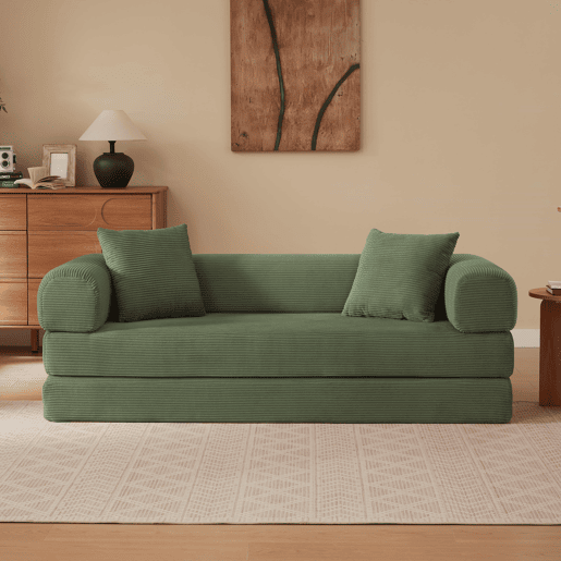 Sofá Tatami de 3 lugares - Sofá-cama, ideal para a sala de estar e o quarto - Cor verde Sofá Tatami de 3 lugares - Sofá-cama, ideal para a sala de estar e o quarto - Cor verde