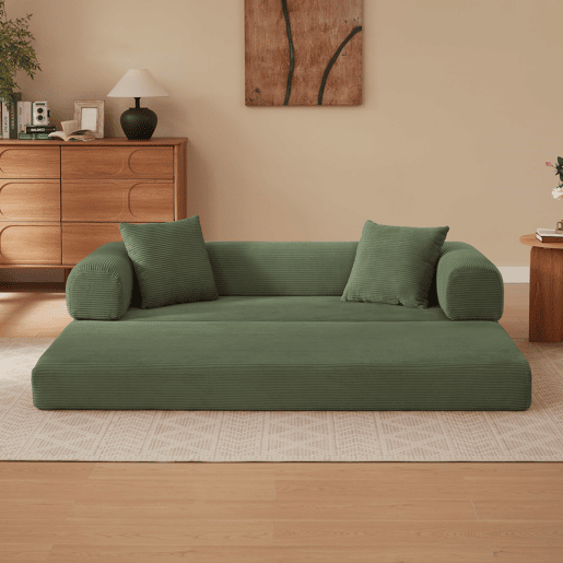 Sofá Tatami de 3 lugares - Sofá-cama, ideal para a sala de estar e o quarto - Cor verde Sofá Tatami de 3 lugares - Sofá-cama, ideal para a sala de estar e o quarto - Cor verde