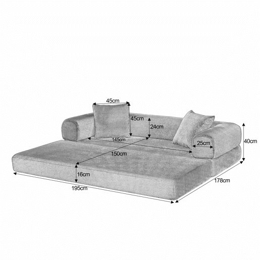 Sofá Tatami de 3 lugares - Sofá-cama, ideal para a sala de estar e o quarto - Cor verde Sofá Tatami de 3 lugares - Sofá-cama, ideal para a sala de estar e o quarto - Cor verde